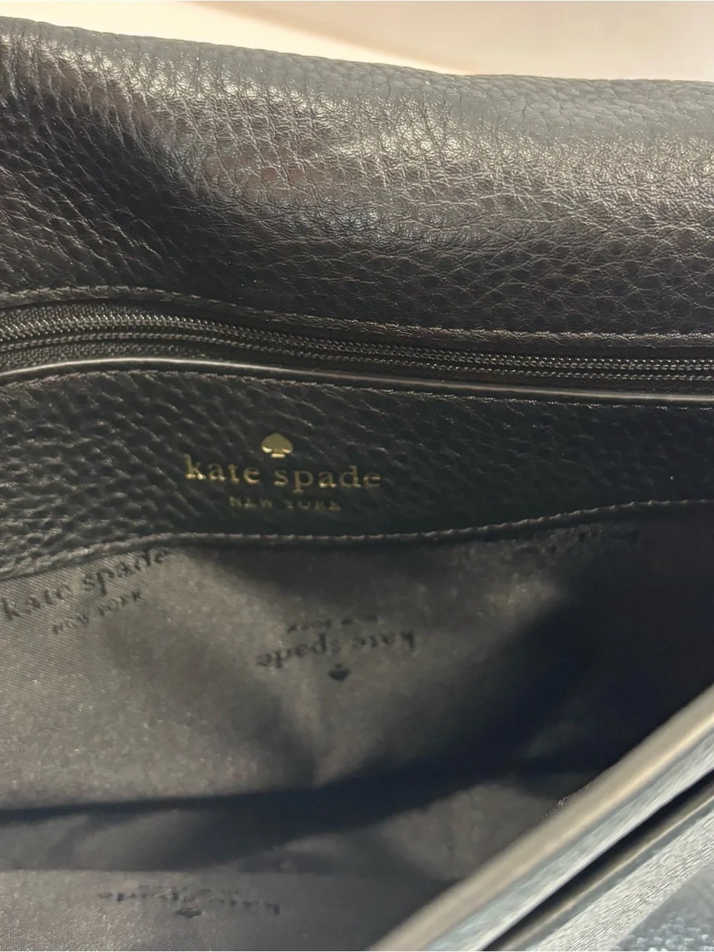 Kate Spade Leila Medium Triple Compartment Black Pebbled Leather Shoulder Bag